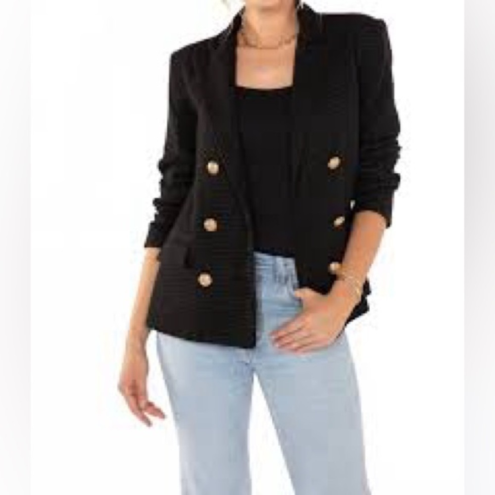 Bishop + Young - Anthropologie - Double Breasted Black Blazer size Large NWT